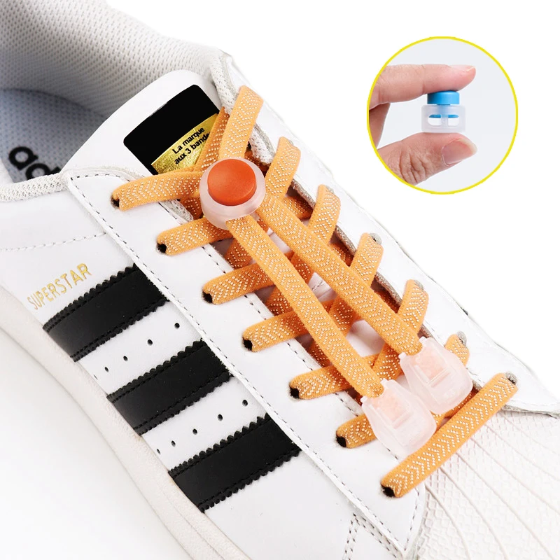 No Tie Shoelaces For Sneakers Elastic Shoe Laces Flat Press Snap Lock Adult  Child Lazy Lace Safety Fast Shoelace 20 Colors - AliExpress