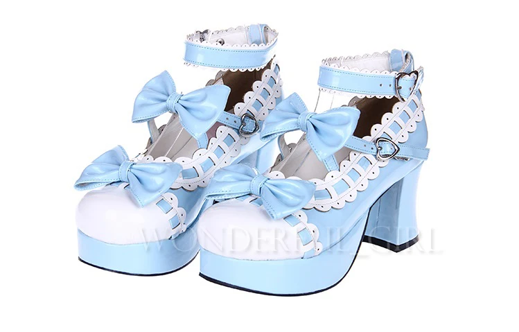 Neue japanische Stil Lolita Schuhe Dienstmädchen Cosplay Mädchen Prinzessin High Heels Damen Schuhe mit Schleife Größe 35-47 26