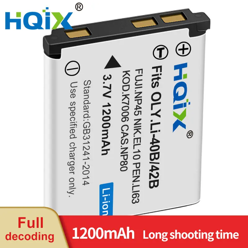 

HQIX for OLYMPUS U1070 U1200 U5000 U550 U700 U710 U720 U730 U740 U750 U760 X600 X785 X905 X915 Camera LI-40B 42B Charger Battery