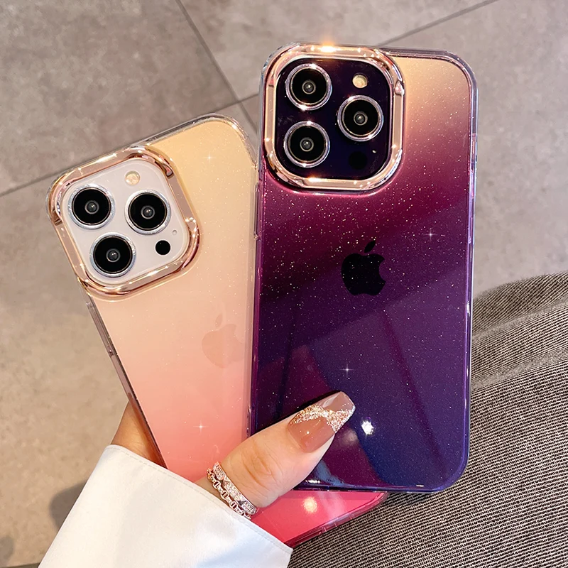 For iPhone 11 Slim Bling Glitter Clear Purple Girls Shockproof Hybrid Case  Cover