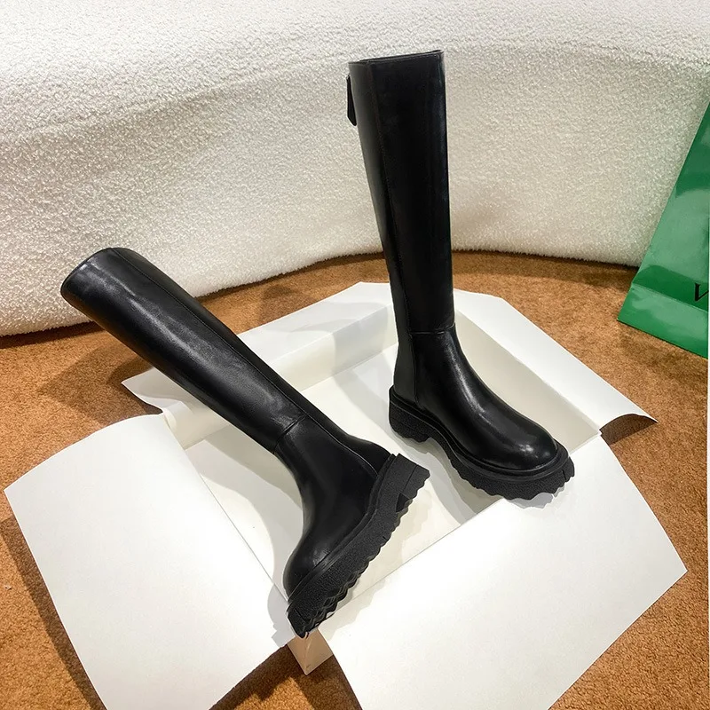 Long Tube Boots for Women in 2024 Fashion Thick Soled Heels Women Knight Boots Slim Temperament Shoes for Womens 41-181