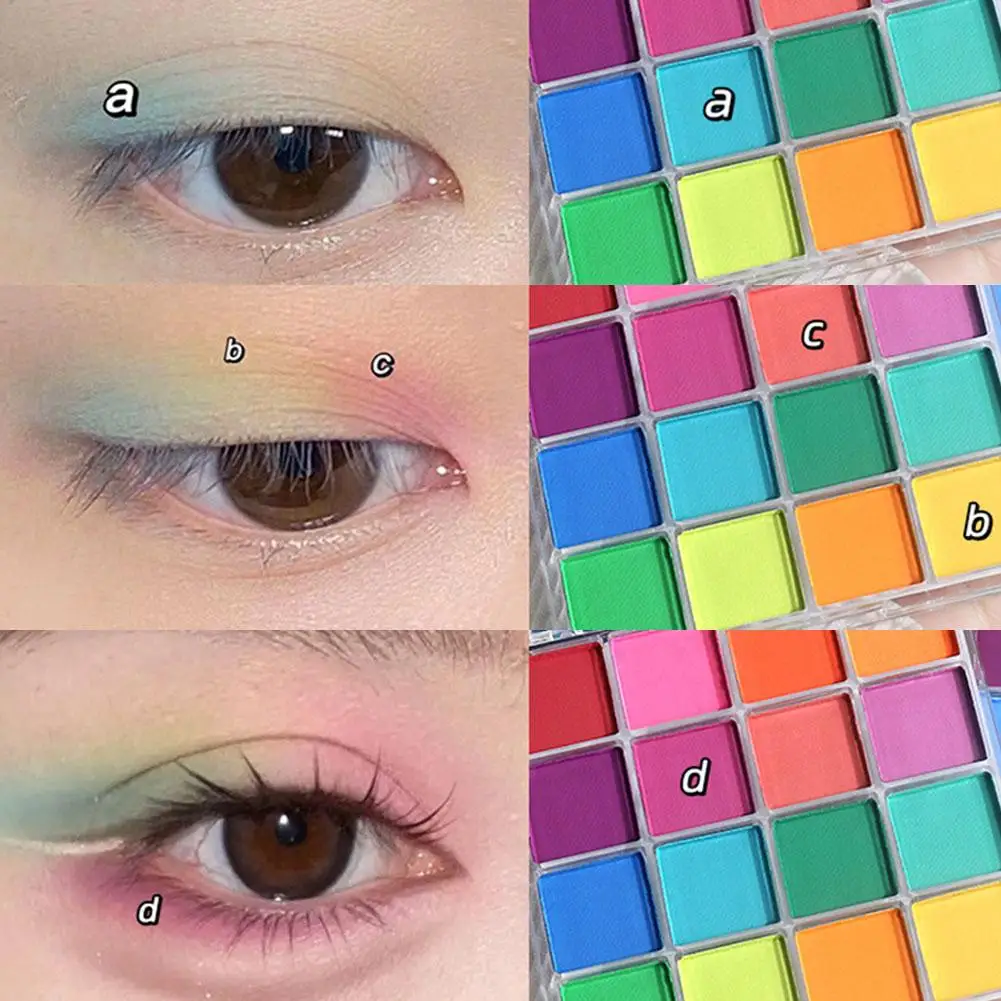 16-Farben-Lidschatten-Palette-Set, farbenfrohe, bezaubernde, schimmernde, perlmuttartige und matte Oberflächen, Augenschmink-Lidschatten-Palette in Erdtönen – Detail 8