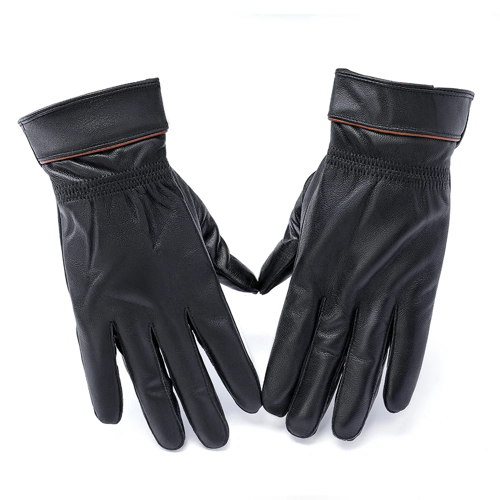 

Autumn Winter Genuine Leather Men's Gloves Windproof Gloves Outdoor Sports Warm Sheepskin Touch Screen Gloves Full Finger