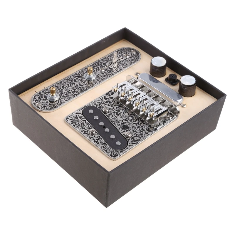 

3 Way Control Plate Neck Pickup Set 6-Strings Saddle Bridge Plate Replacement for TL Electric Guitars E56D