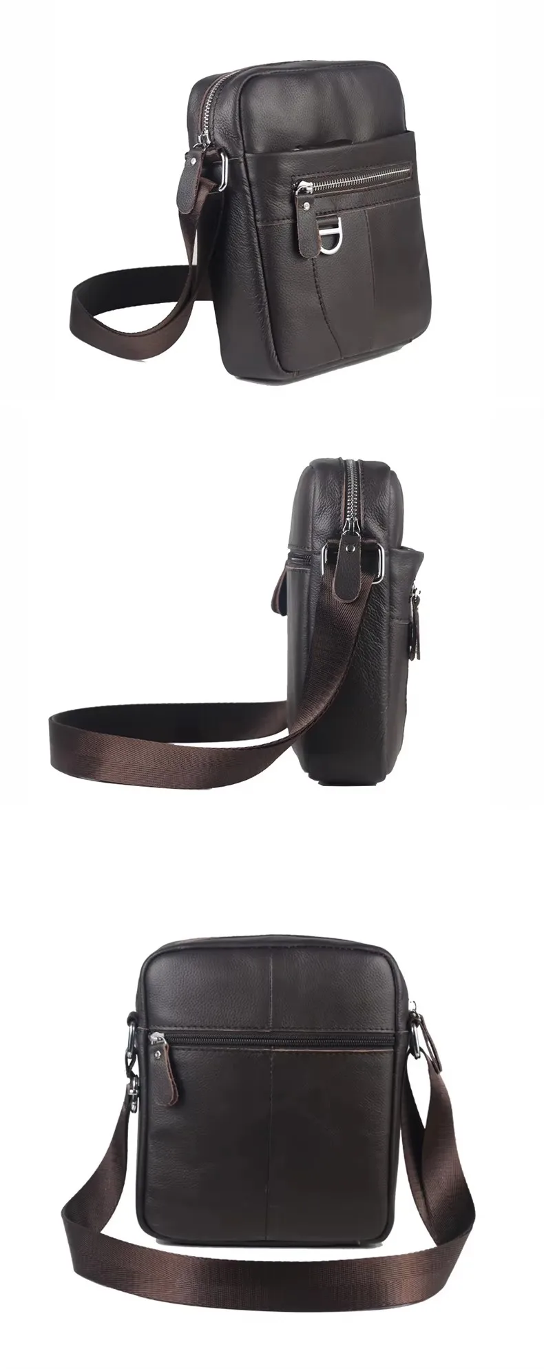 BULLCAPTAIN Herren-Umhängetasche aus Leder, Retro-Umhängetaschen, kleine Umhängetaschen, Geldbörsen, lässige Sling-Packung für Reisehandtasche – Detail 10