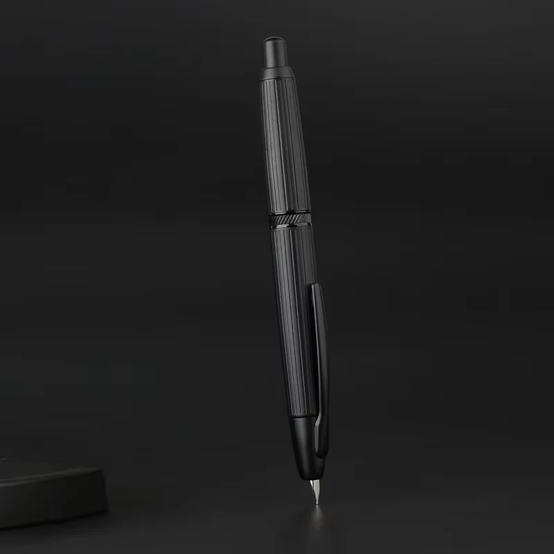 Fountain Pen Metal Pen MAJOHN A1 Press Fish Scale Striped Metal Engraving Fountain Pen Retractable Clip/No Clip Ink Pen Office School Writing Gift