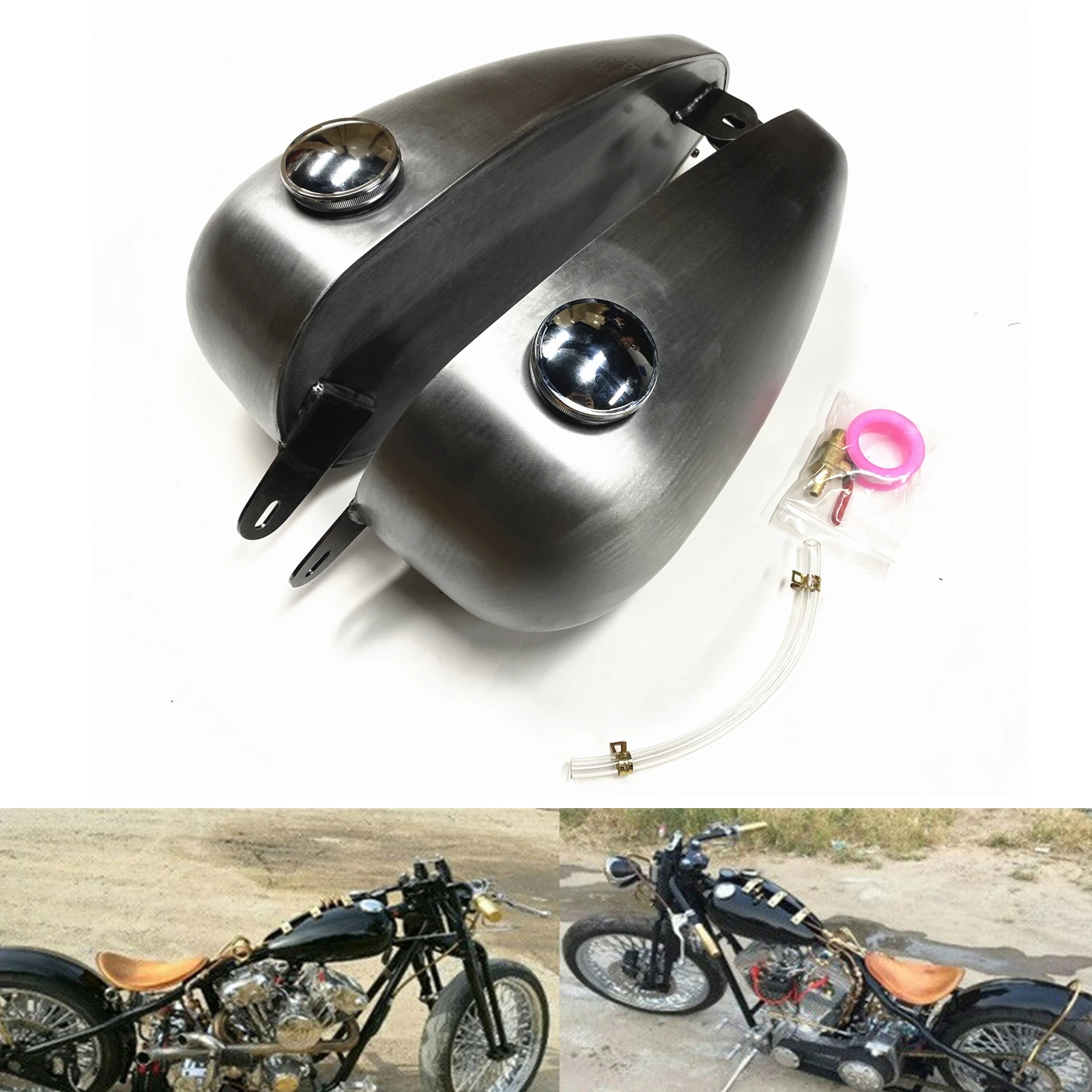 2pcsPetrolGasFuelTankMotorcycleVintageModifiedDualOilBoxFor