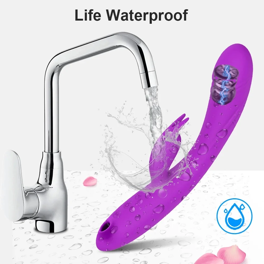 In 1 3 Rabbit Dildo Vibrator For Women Clitoris Sucker Nipple Blowjob G-Spot Stimulator Sex_voghion.com