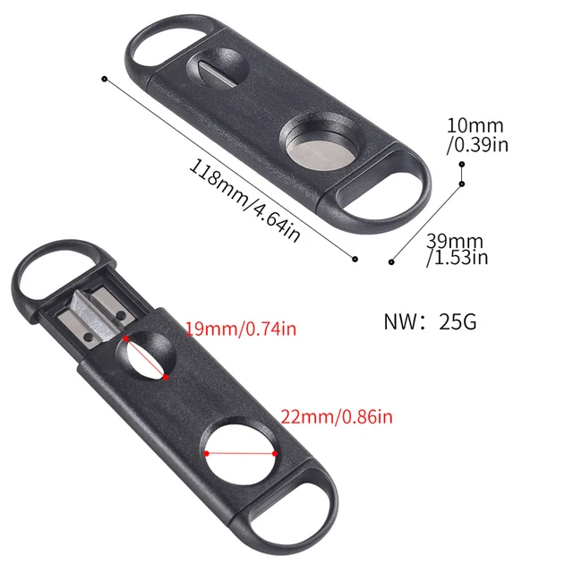 DEJAYA Cigar Cutter ABS Case Stainless Steel V Shape Sharp Blade Cigarro Knife Hole Opener Smoke Cigarrera Accessories Dual Use - Image 3
