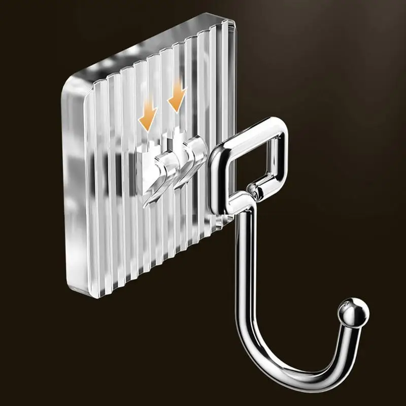 Self-Adhesive Hooks For Wall Wall Mounted Shower Hooks Heavy Duty Clothes Hanger Towel Rack Stainless Steel No Drilling Bathroom