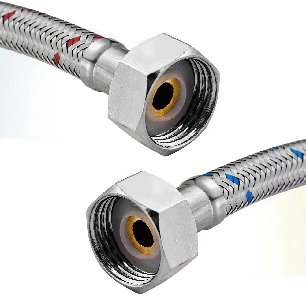 Stainless Steel Flexible Plumbing Pipe Bathroom Hose Bathroom Hardware Accessories Bathroom Hardware Set G1/2 G3/8 G9/16 1Pair