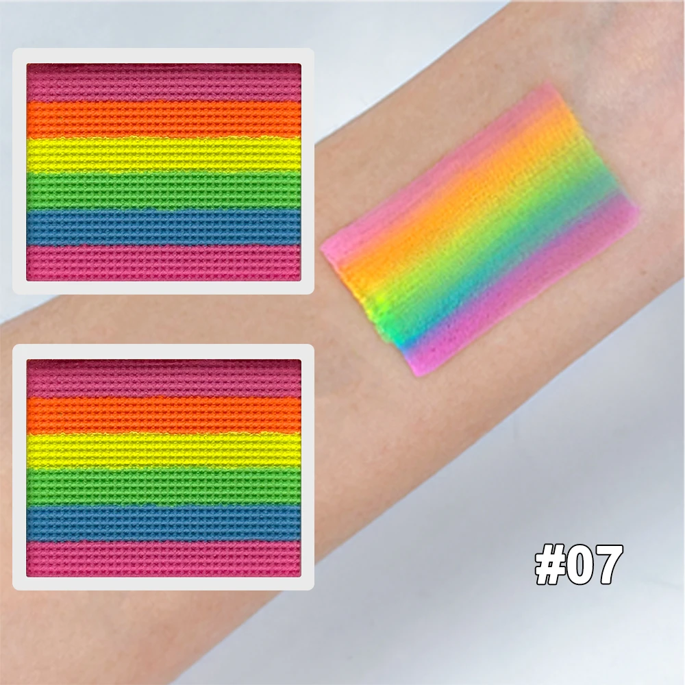 2pcs UV Glow-in-the-Dark Rainbow Water Activated Face Body Paint Fluorescent Neon for Masquerade Halloween Christmas Festival