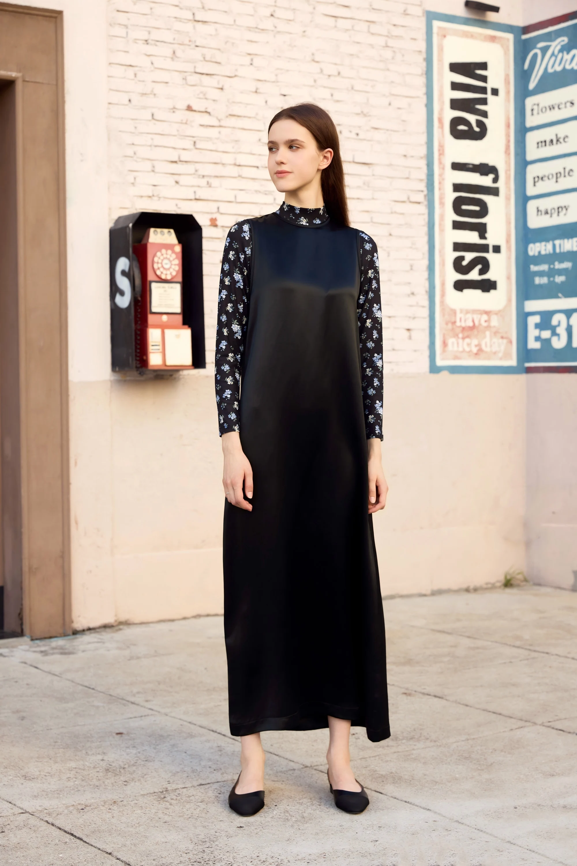 Womens Autumn Winter Maxi Dress  Mesh Modal Shirt Set - High Quality Acetate Fabric