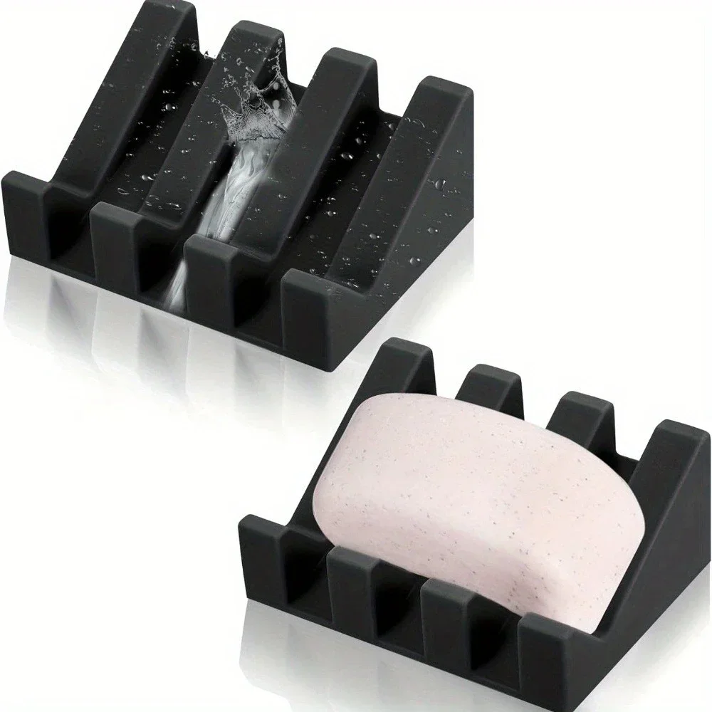 Silicone Self-Draining Soap Dishes Rectangular