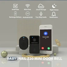 Mini wifi vídeo campainha bidirecional áudio visão noturna tamanho pequeno armazenamento em nuvem babysnail z20