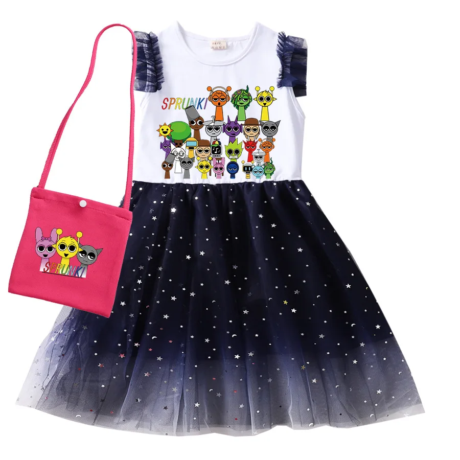 Game Sprunki Dress For Kids Lace Casual Dresses For Baby Girls Super Clothes Children Wedding Party Summer