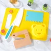 17pcs Montessori Kitchen Tools for Kids Cooking Set Real Cooking Plastic Toddler Safe Knives Crinkle Cutter Kids Cutting Board 6