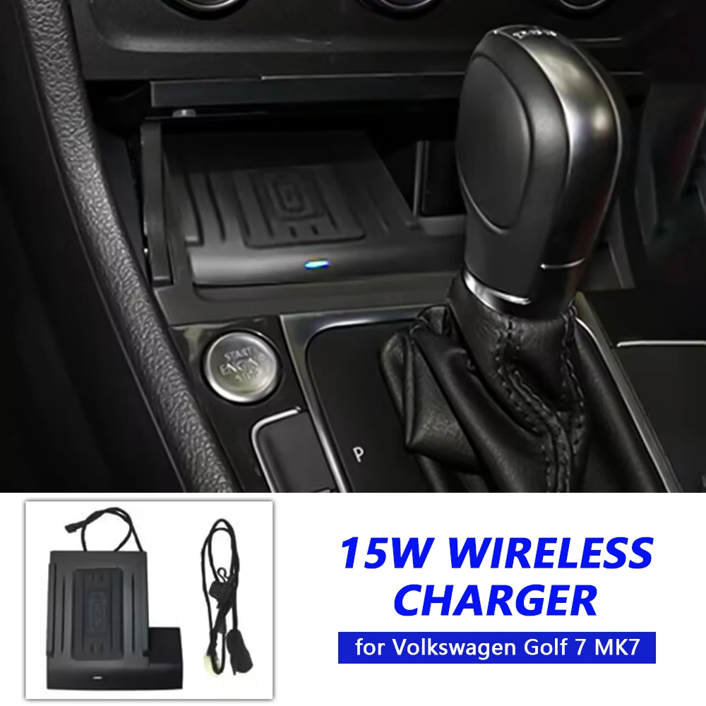 Car 15W Wireless Charger For VW Golf MK7 2013-2019 Phone Holder