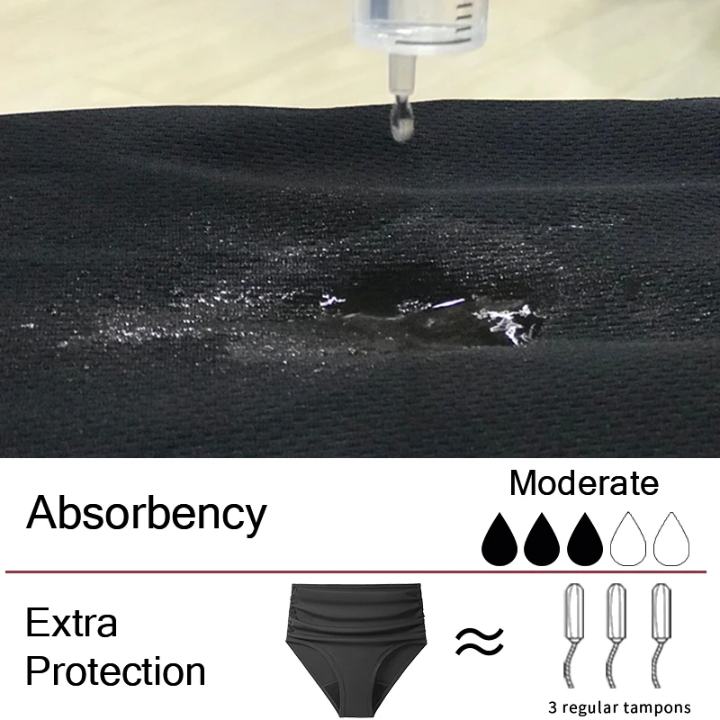 Menstrual Swimsuit Women 4 Layer Period Swimwear Leak Proof High Waisted Bikini Swim Pants Black Bikini Absorbent Shorts Bottoms 6