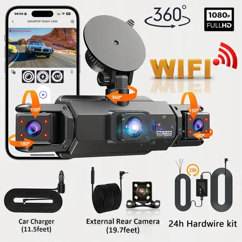 Dashcam for Cars 4 Channel Black Box WiFi Driving Camera FHD 1080P Night Vision Loop Recording Add Hardwire Kit Car Accessories - Image 8