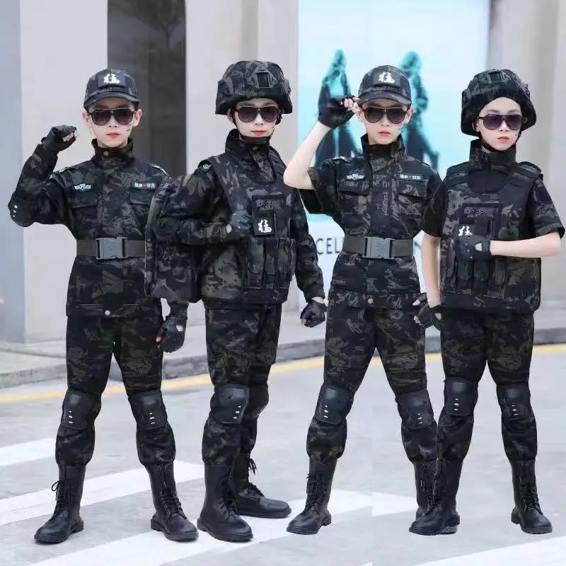 New Children's special forces combat uniform, new camouflage training suit, black eagle camouflage suit, performance suit