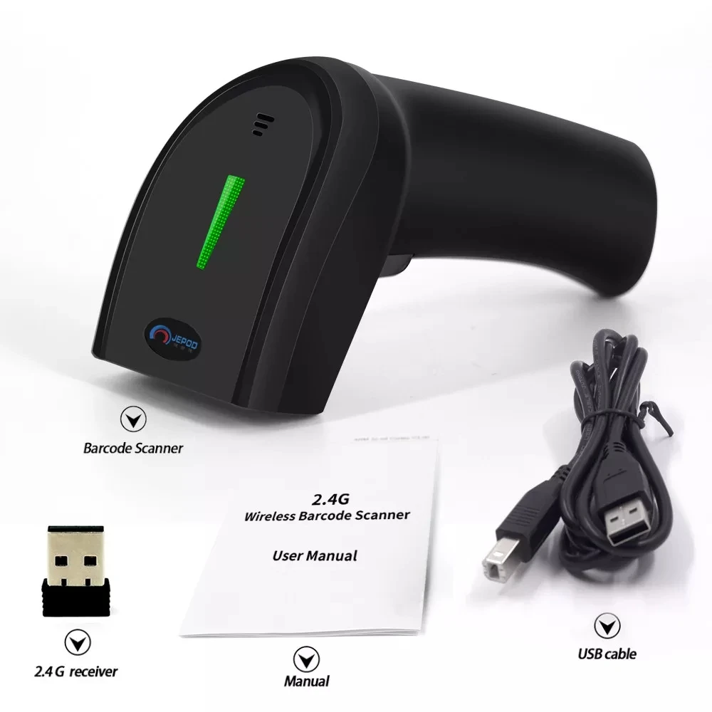 JEPOD JP-C1W Wired USB Barcode Reader Wireless Laser Scanner