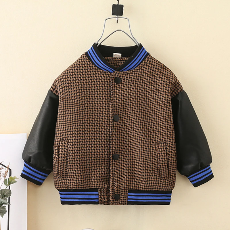 

Autumn Children Short Jacket for Boys Outerwear Tops Kids Clothes Windbreaker Boys Patchwork Cotton Coats Girls 6 8 10 12 Years