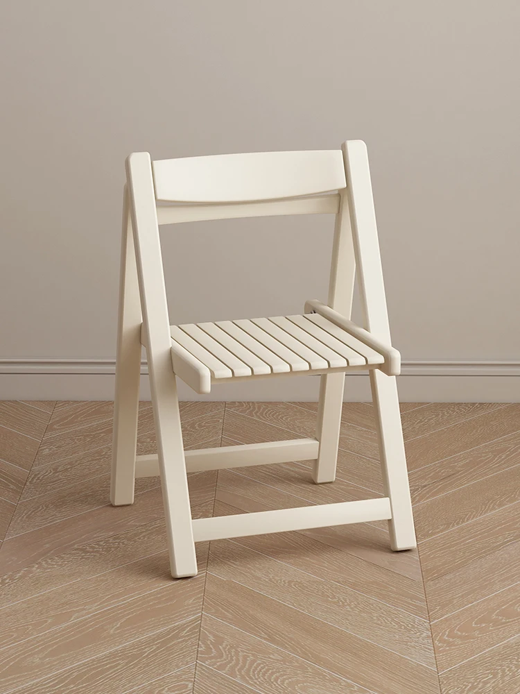 

Cream style all solid wood folding chairs for small household wooden chairs for small households, dining room bac