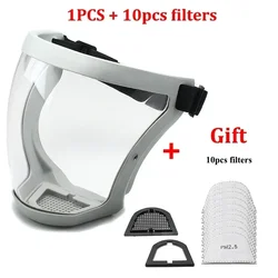 Transparent Full Face Shield for Enhanced Protection - Anti - Fog, Dustproof, Windproof Safety Visor (Gray with 10Filters)