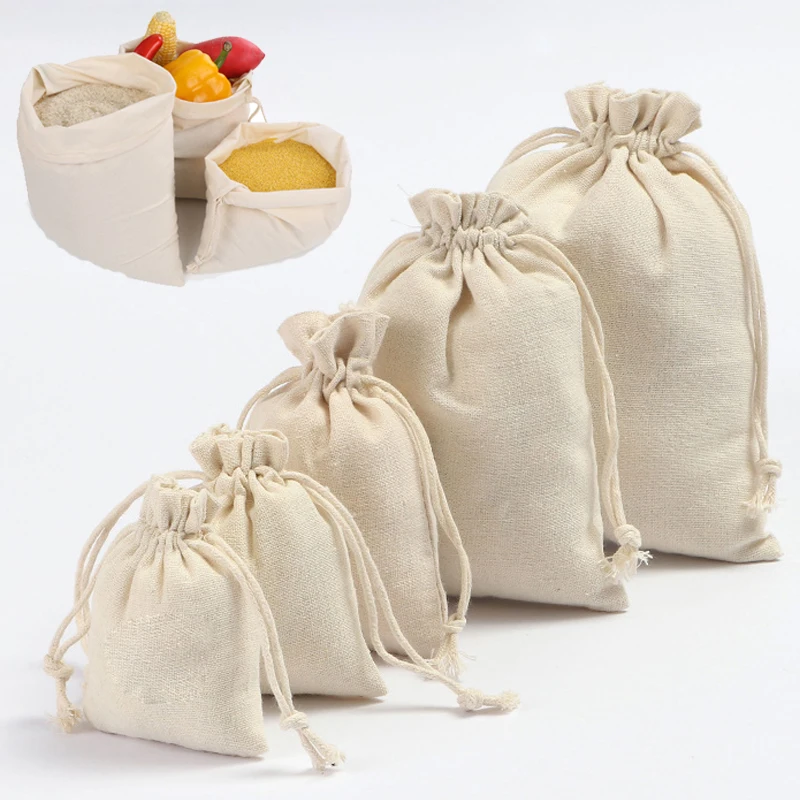 5/10pcs Multi Size Reusable Cotton Drawstring Gift Bags Jewelry Packaging Bags Wedding Party Decoration Drawable Bag Pouch