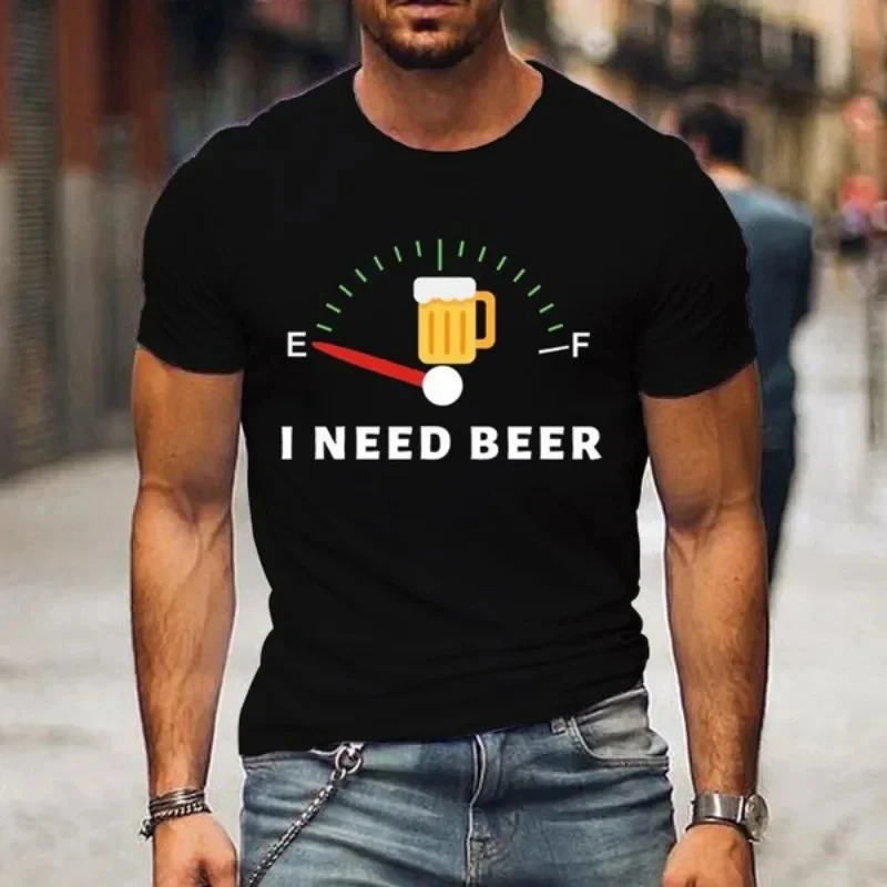 

Мужская футболка с 3D-принтом пива, повседневная спортивная футболка в уличном стиле, лето 2024