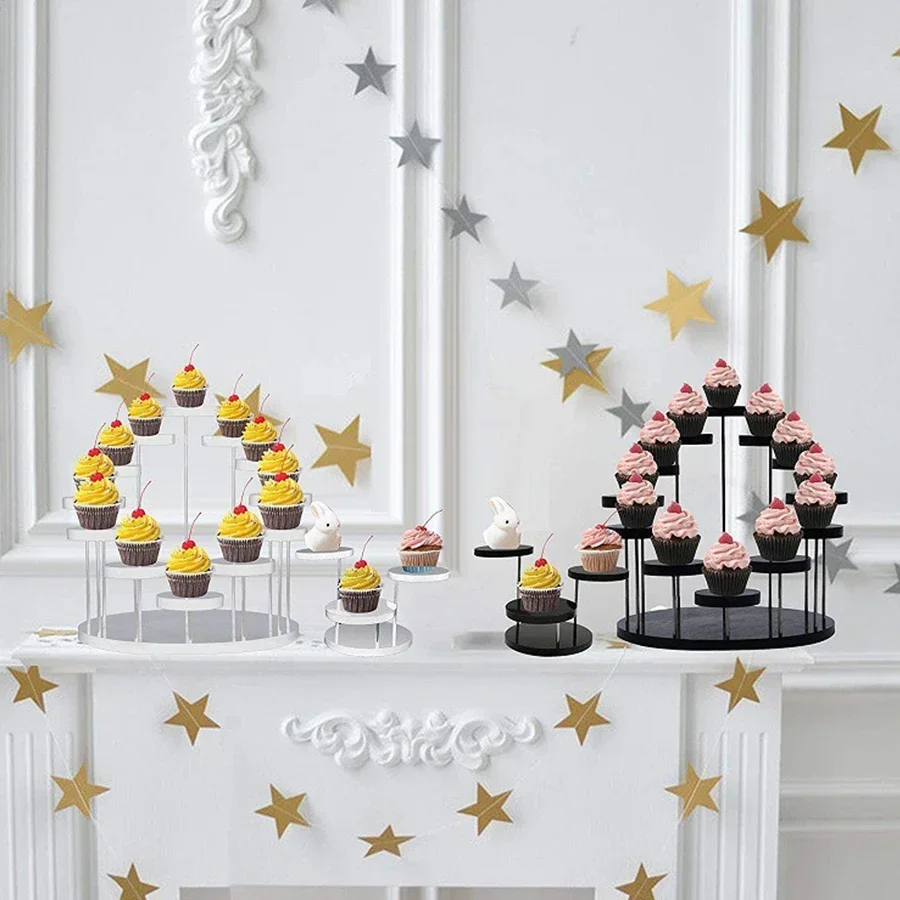 Acrylic ring jewelry display rack Multi-layer round jewelry rotating display table cake dessert disp 6