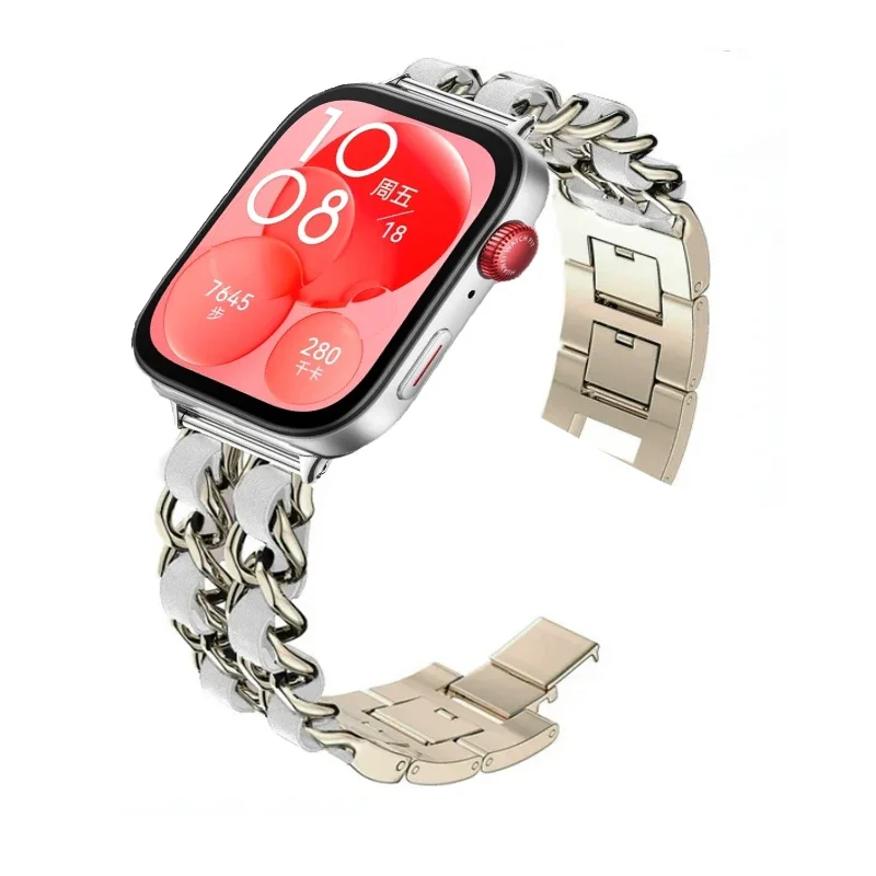 Exquisite Metal and Leather Replacement Bracelet Strap