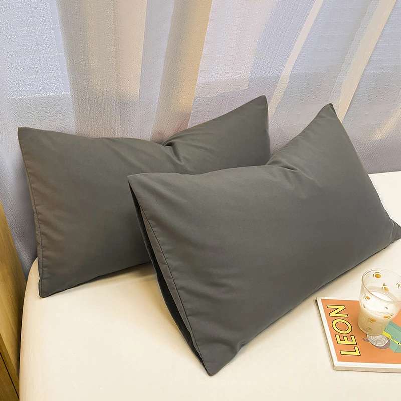 Gray Pillows Cover 2pcs Pillowcase 48x74cm Cushion Cover Rectangle Pillowslip for Home funda almohada Simple Style Pillow Case 5
