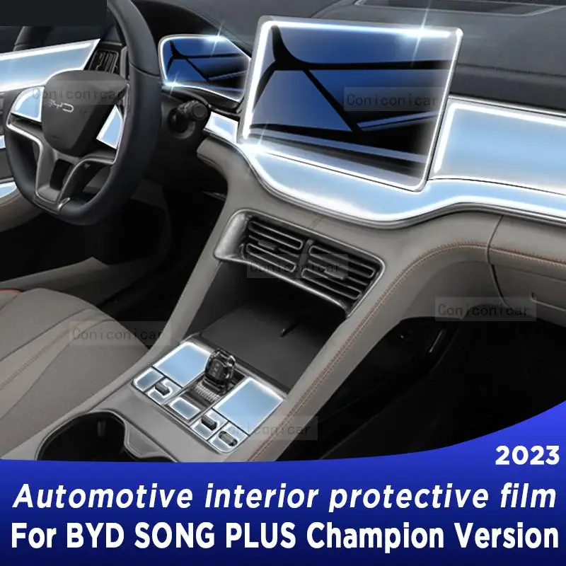 

For BYD SONG Plus Champion Version DM-i EV 2023 Gearbox Panel Navigation Automotive Interior TPU Protective Film Anti-Scratch