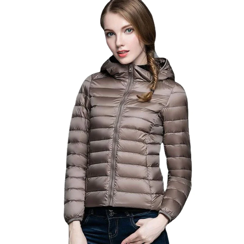 

2023 Autumn Winter Jackets Women Ultra Light Portable Down Coats White Duck Down Jacket Female Padded Hooded Coat