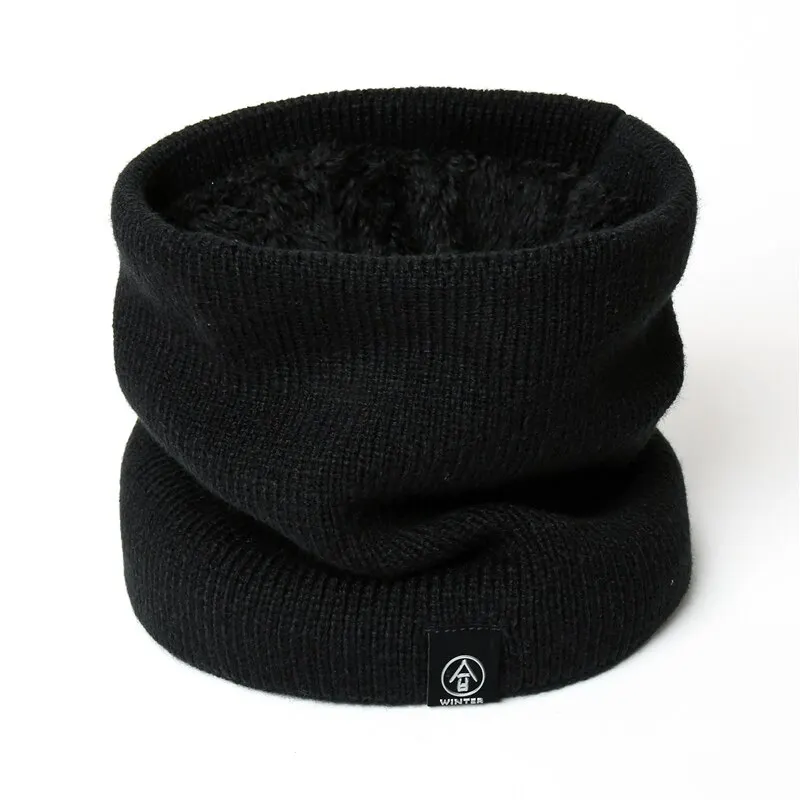  Winter Warm Knitted Ring Scarf For Women Men Plush Full Mask Tutdoor Cashmere Solid Snood Neck Scarves Thick Bufanda Muffler 