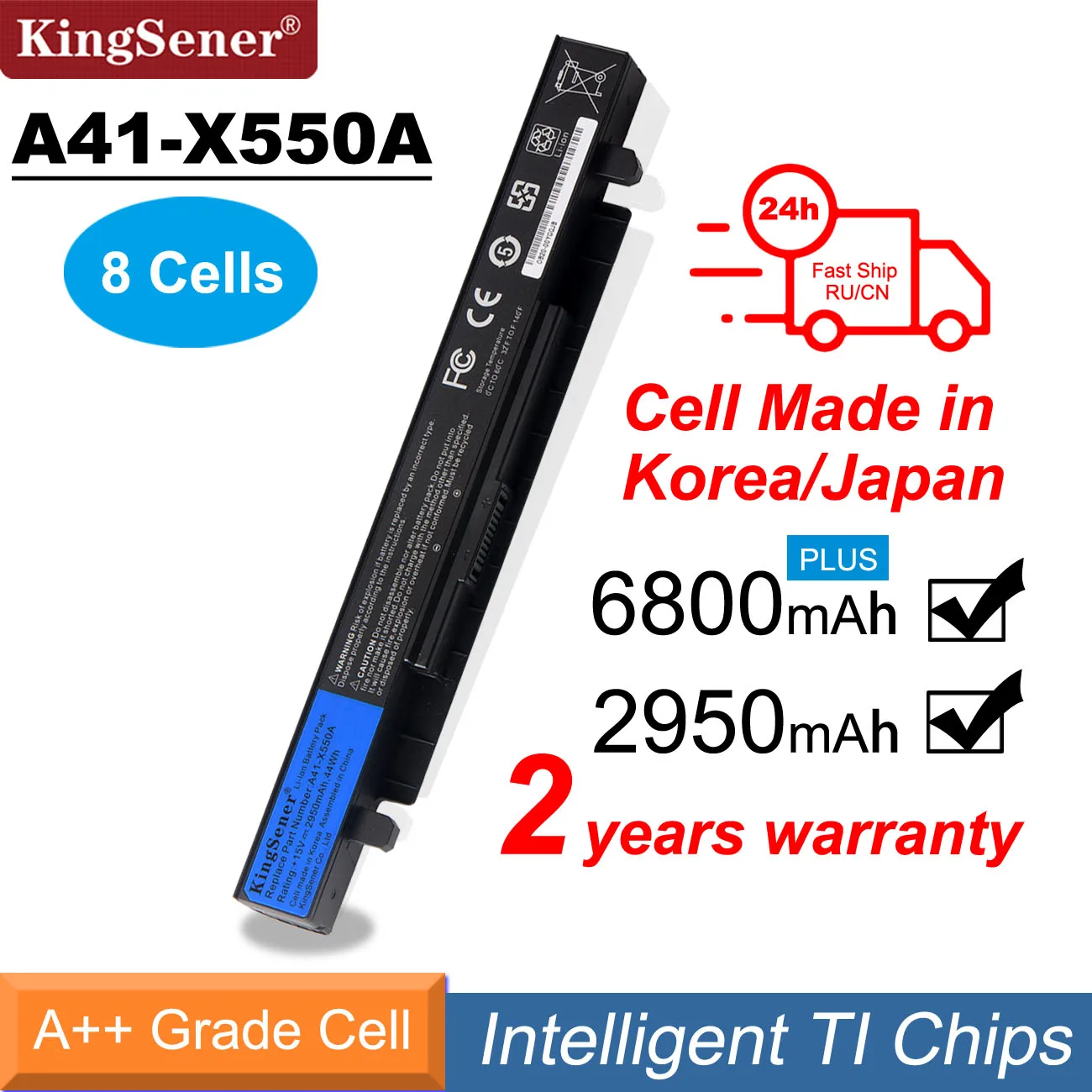 Kingsener Coreia Celular A41-x550a Bateria do Portátil para Asus A41-x550 A41-x550a X550 X550c X550b X550v X450c X450la X452 X452e 2950mah