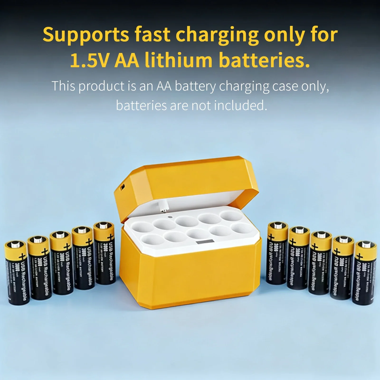 Smart Battery Charger | Fast Charging 10-Slot AA Lithium Station, Compact and Portable