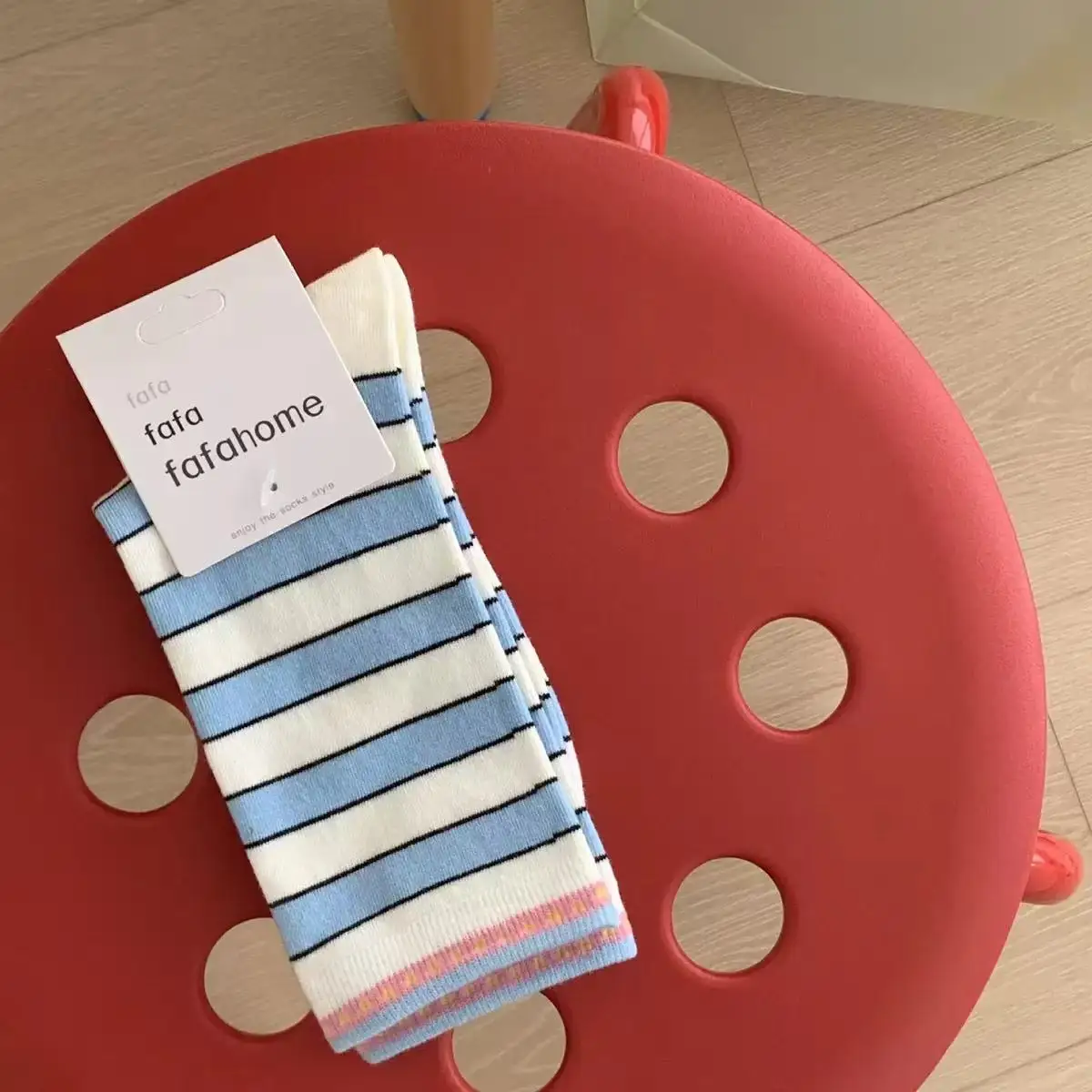 New women's socks for spring and summer in Ins, Dongdaemun, South Korea, with colorful stripes and color blocking throughout the - 6
