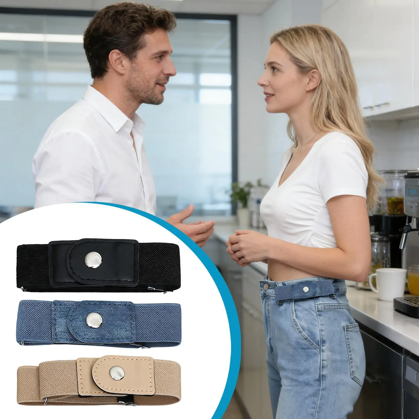 Elastischer Bund für Damen und Herren, ideal für Jeans, Hosen und Kleider. Ohne Schnalle, einfach anzuziehen, verstellbar._voghion.com