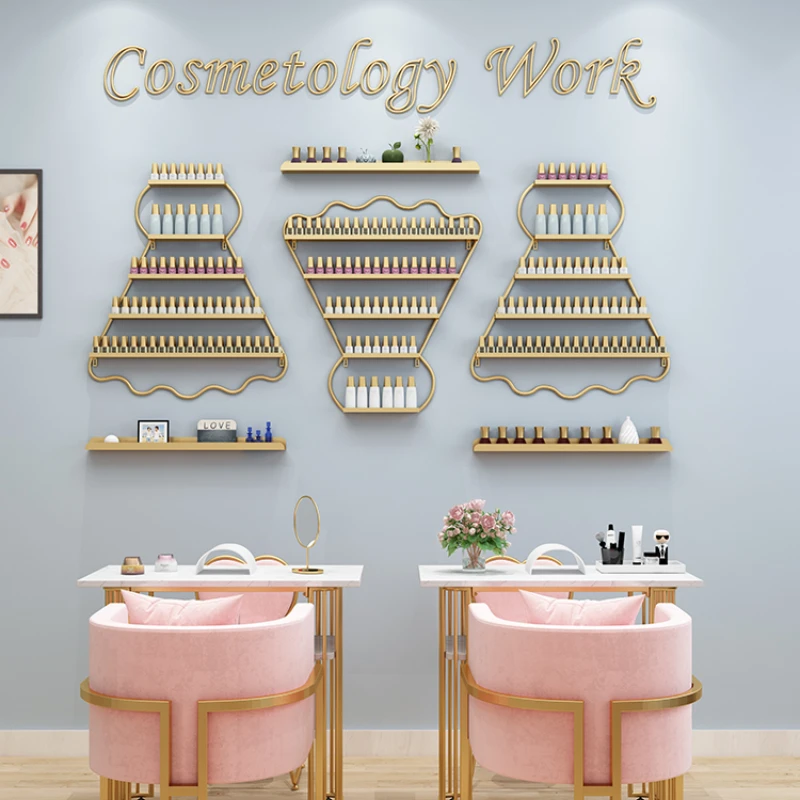 

Скандинавская Мода, роскошная стойка для ногтей, стеллаж для хранения лака для ногтей, настенное украшение, стенд для домашнего дисплея