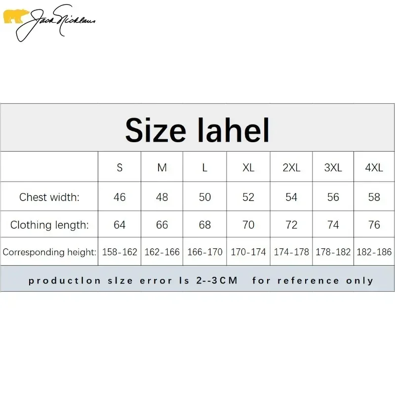 Men Shirts Jack Nicklaus Polo Shirt Casual Short-Sleeve Tee Tops Summer Business Golf Tennis Sports Polo Shirt