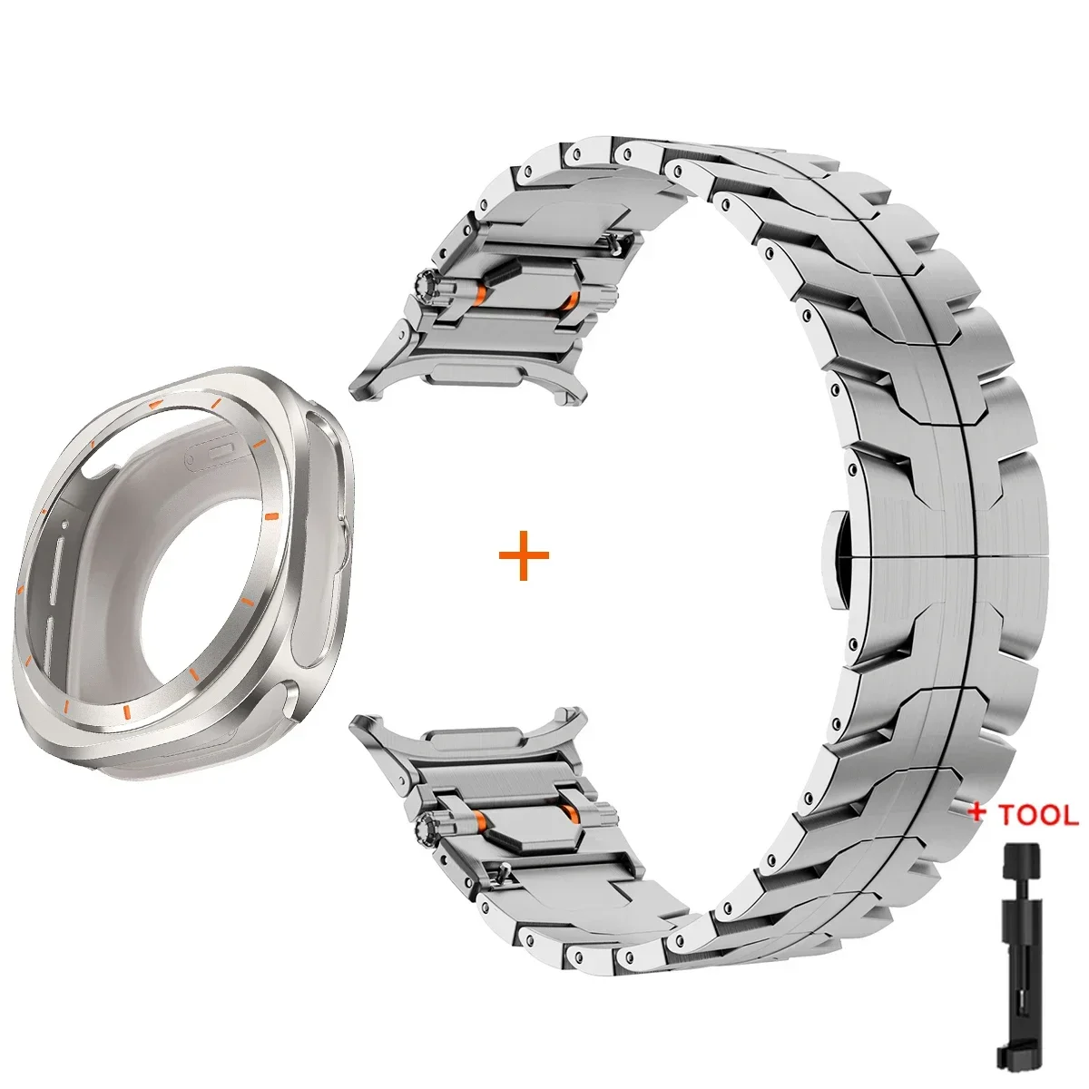 Luxury Stainless Steel Strap and Aluminum Alloy Case for Watch Ultra, Men's Metal Protective Watchband