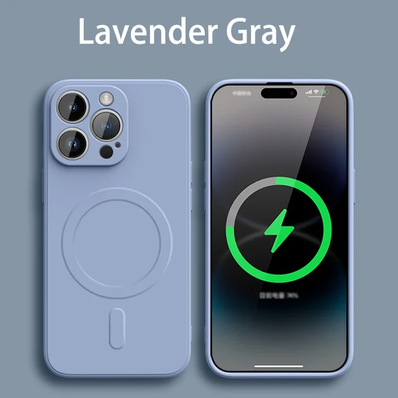 Magnetic Liquid Silicone Shockproof Soft Case with Wireless Charging