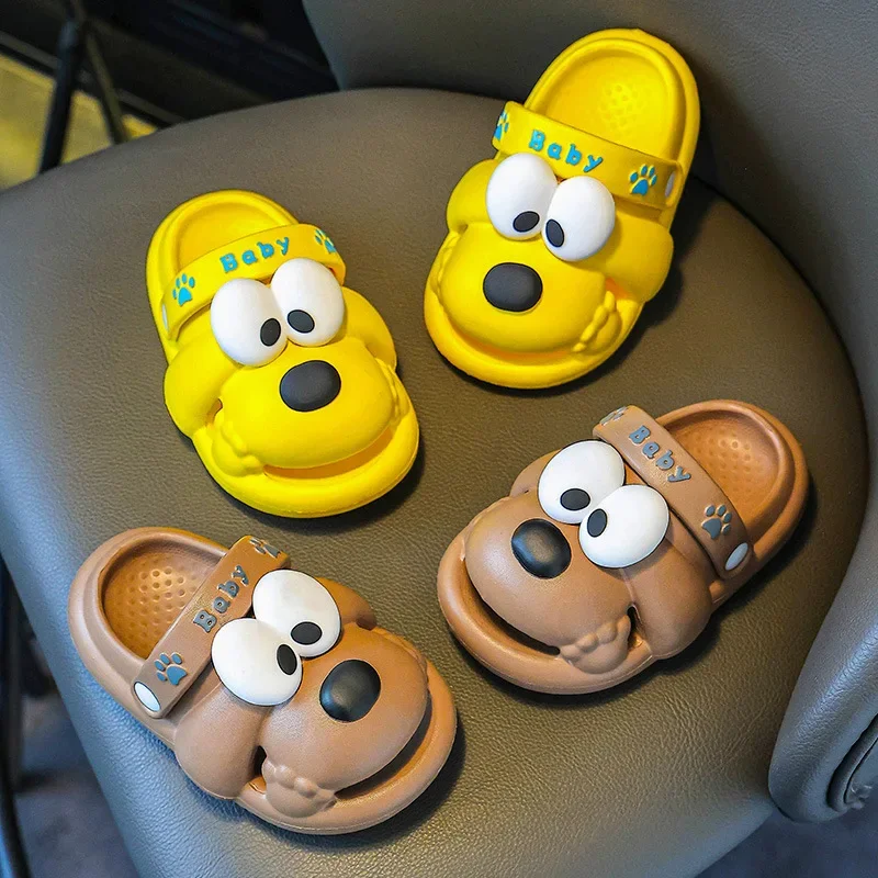 2025 Boys Girls Yellow Dog EVA Clog Shoes Soft Bottom Indoor Outdoor Anti-Slip Two-Way Wear Cute Sandals Adorable