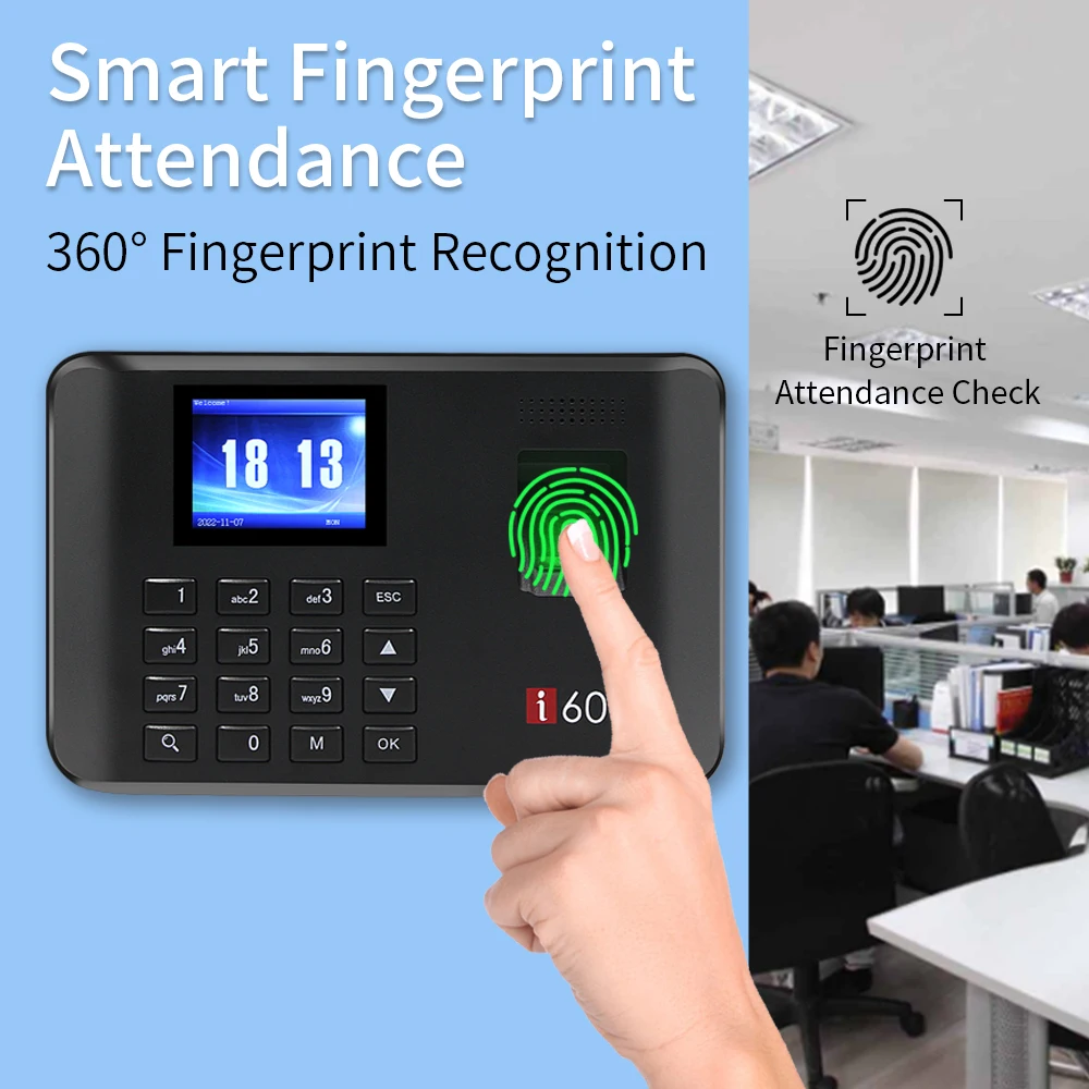 Biometric Attendance System USB Fingerprint Exit Record Recorder Reader Time Clock Employees Date Machine Electronic Device