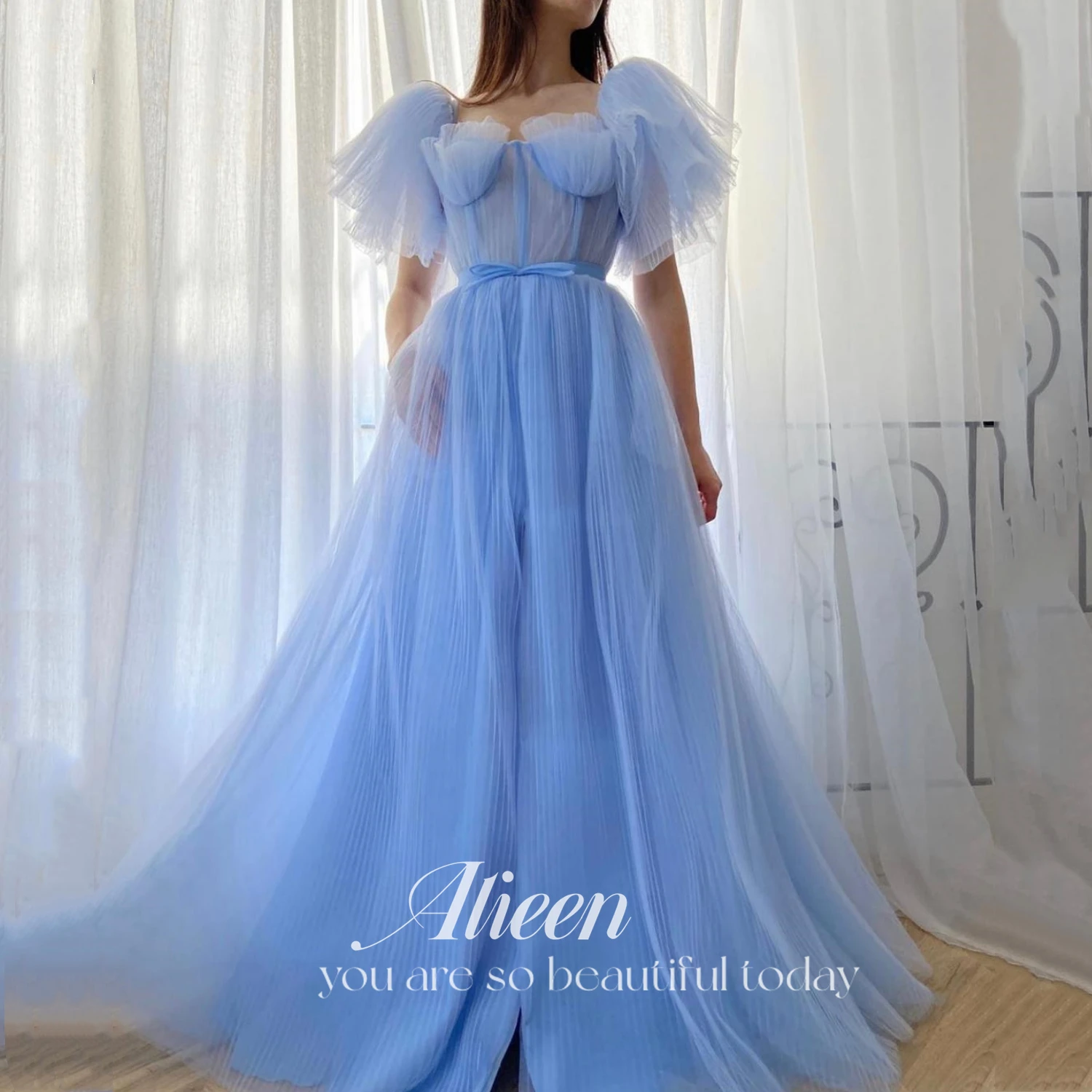 

Aileen A-line Blue Belt Sweetheart Prom Dresses 2024 Wedding Dress Women Elegant Party Ball Gowns Evening Gown Sharon Said Long