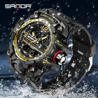 SANDA 3133  Week Day Display Digital Analog Watch Alarm Mode Teenager Student Electronic Wrist Clock Trendy Fashion Waterproof 2