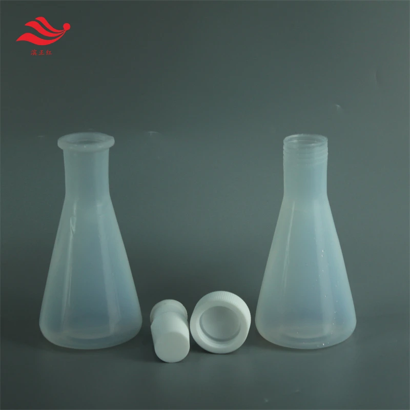 PFA Erlenmeyer 플라스크, 셰이커와 함께 사용할 수 있음. 내벽면이 매끄럽고, 견본에 달라붙지 않는다